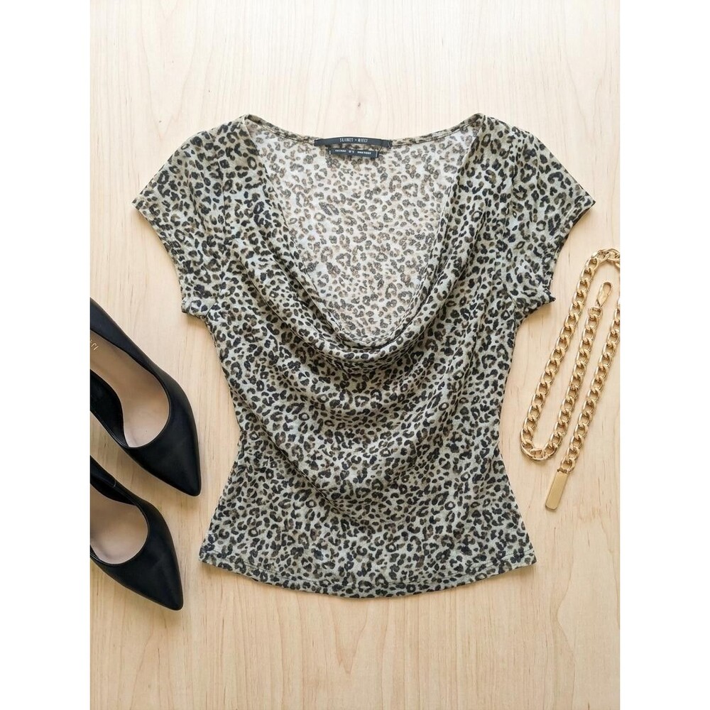 Silence + Noise Leopard Mesh Top M - Mob Wife Office Siren Y2K Animal Print - Picture 2 of 10